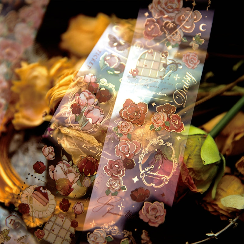 Flower Theme Botanical Foil Stamped PET Tape - Rose, Tulip b3