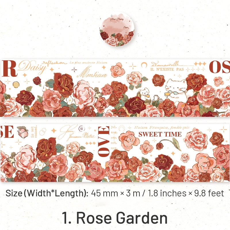 Flower Theme Botanical Foil Stamped PET Tape - Rose, Tulip sku-1