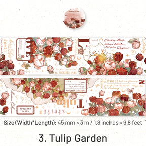Flower Theme Botanical Foil Stamped PET Tape - Rose, Tulip sku-3