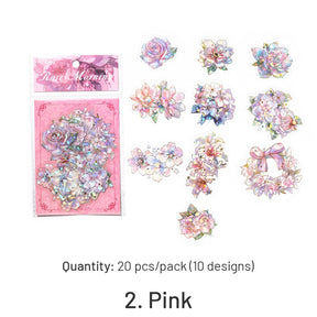 Flower Theme Holographic Hot Stamping PET Stickers sku-2