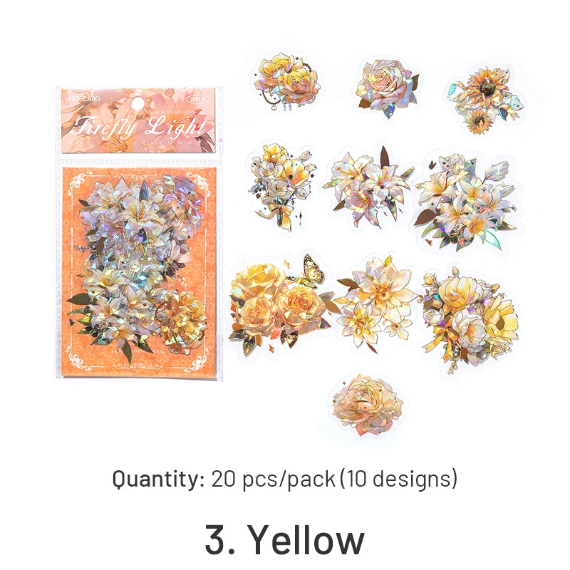 Flower Theme Holographic Hot Stamping PET Stickers sku-3