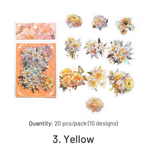 Flower Theme Holographic Hot Stamping PET Stickers sku-3