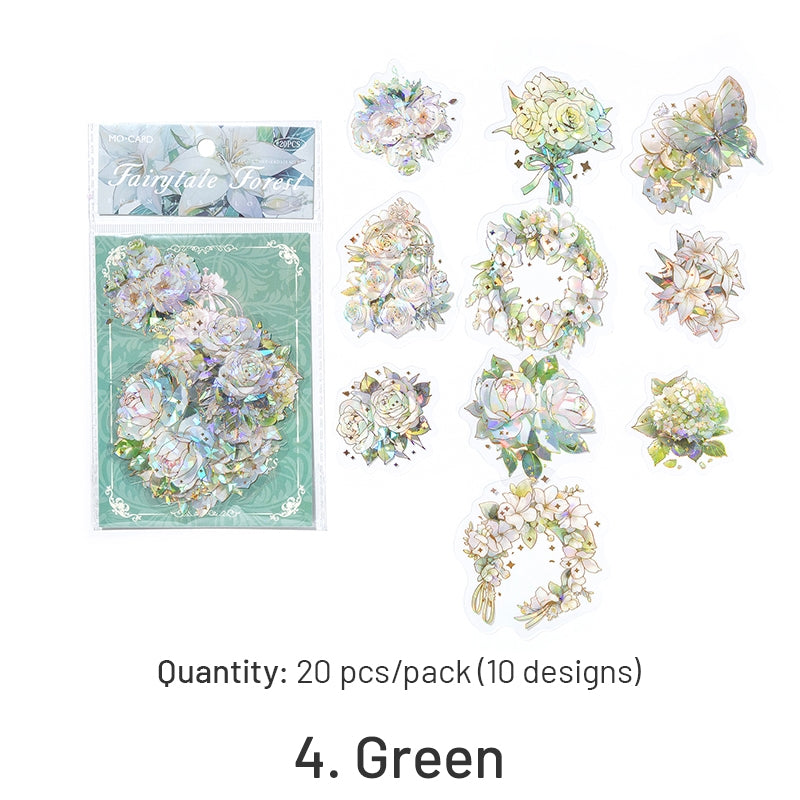 Flower Theme Holographic Hot Stamping PET Stickers sku-4