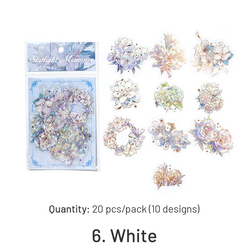 Flower Theme Holographic Hot Stamping PET Stickers sku-6