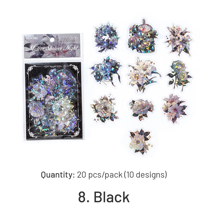 Flower Theme Holographic Hot Stamping PET Stickers sku-8