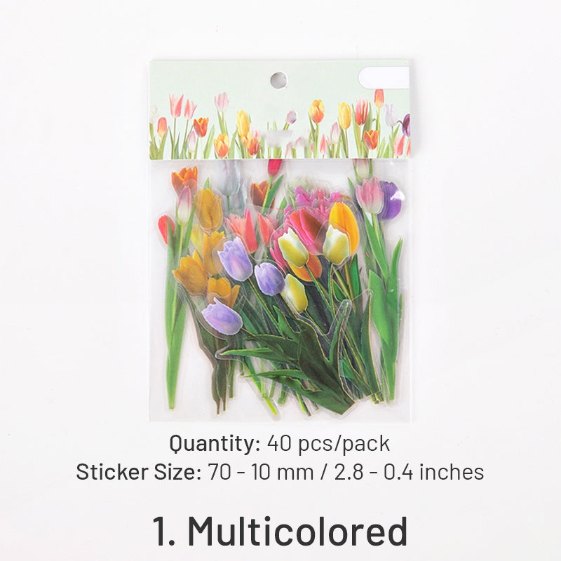 Flower Themed Transparent PET Decorative Stickers sku-1