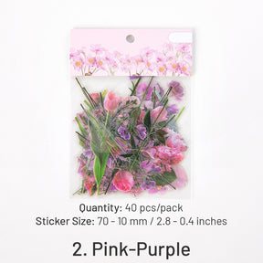 Flower Themed Transparent PET Decorative Stickers sku-2