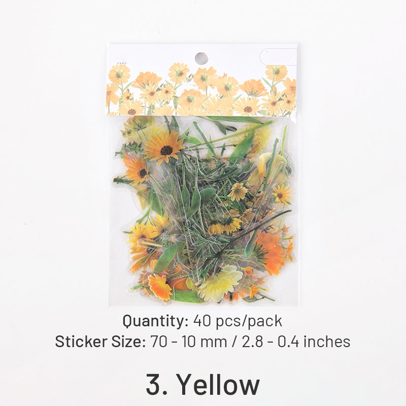Flower Themed Transparent PET Decorative Stickers sku-3