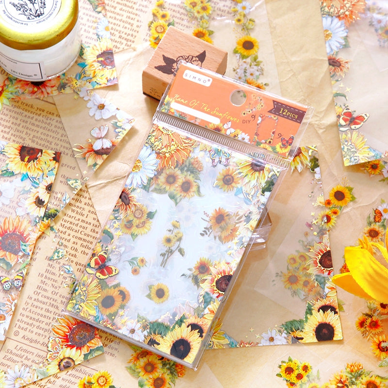 Flower Time DIY Journal Border Decorative Stickers-Rose, Sunflowers, Hydrangea b3