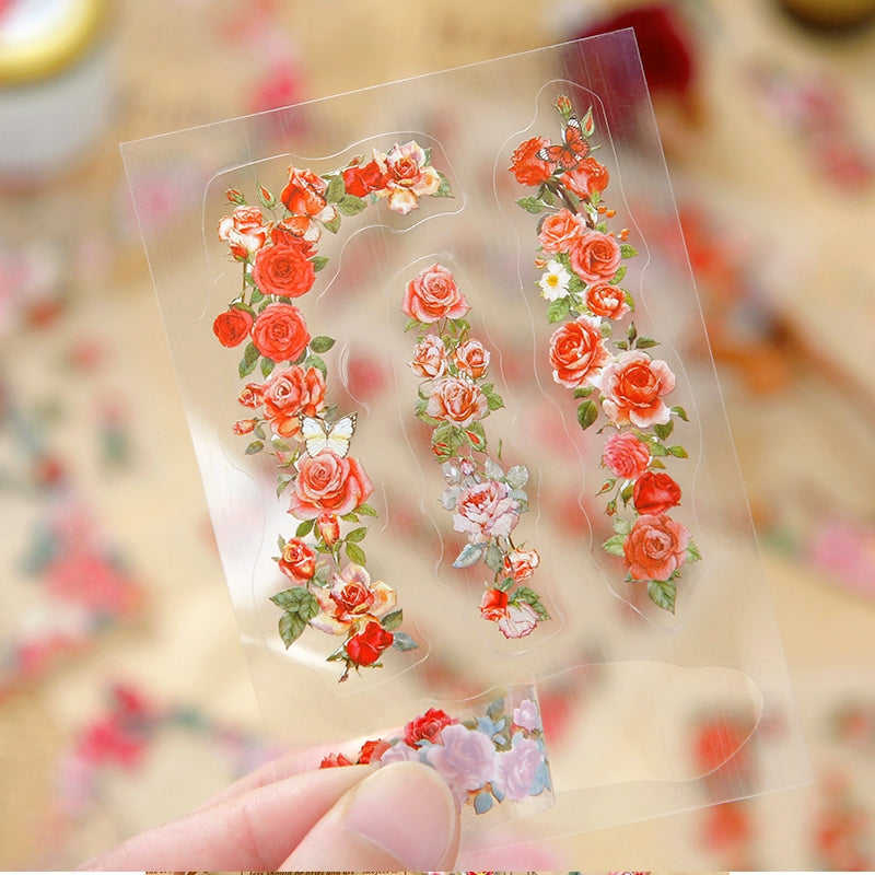 Flower Time DIY Journal Border Decorative Stickers-Rose, Sunflowers, Hydrangea c2
