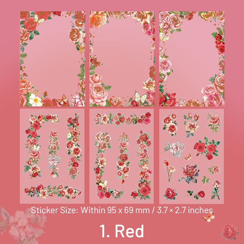 Flower Time DIY Journal Border Decorative Stickers-Rose, Sunflowers, Hydrangea sku-1