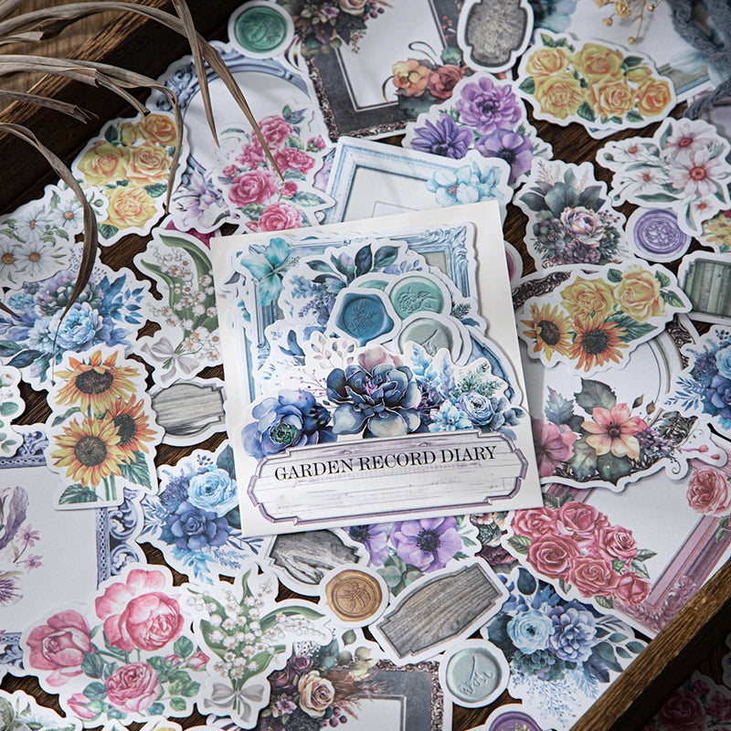 Flower Washi Stickers - Frame, Seal, Label b1