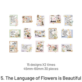 Flowers and Plants Handmade Series Vintage Handwritten English Sticker Pack sku-5