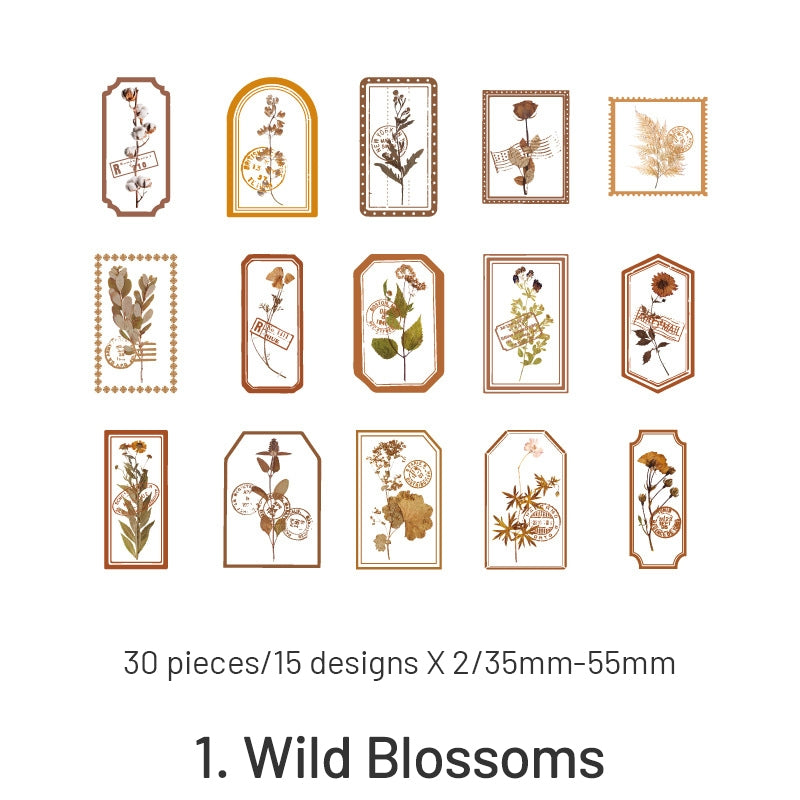 Flowers in the Fog Series Retro Plant Frame PET Sticker Pack sku-1