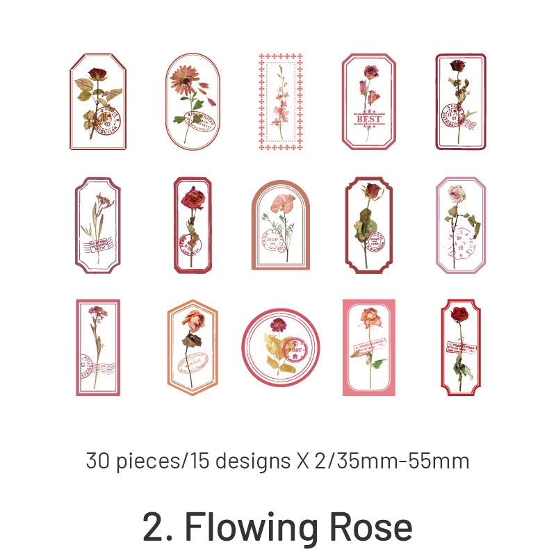 Flowers in the Fog Series Retro Plant Frame PET Sticker Pack sku-2