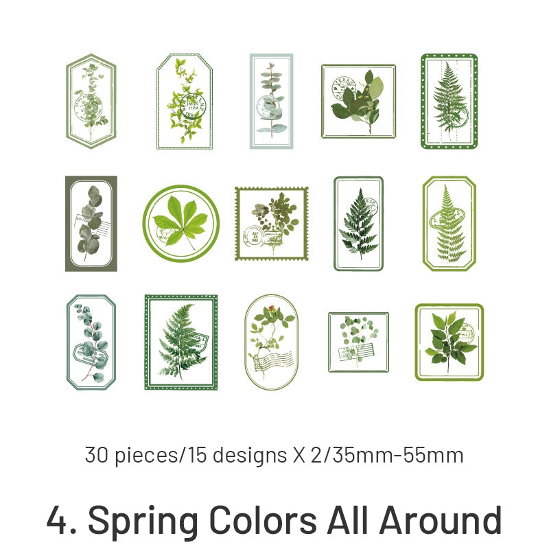 Flowers in the Fog Series Retro Plant Frame PET Sticker Pack sku-4