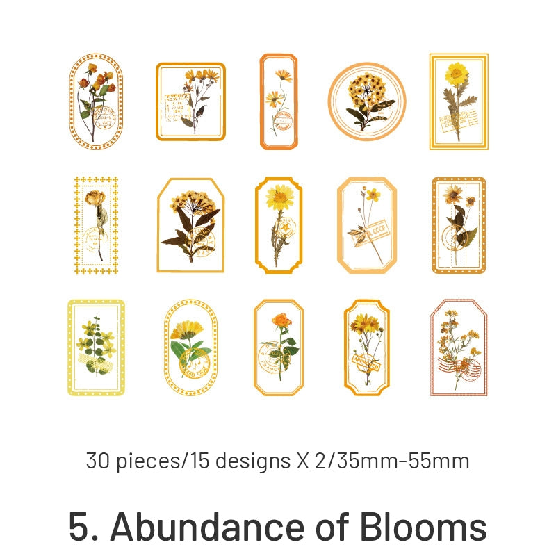 Flowers in the Fog Series Retro Plant Frame PET Sticker Pack sku-5
