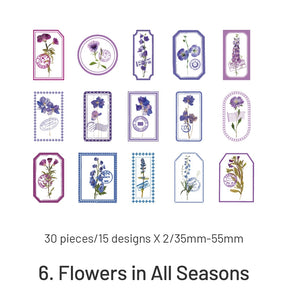 Flowers in the Fog Series Retro Plant Frame PET Sticker Pack sku-6