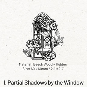 Flowers Outside the Window Series Window Theme Wooden Rubber Stamp sku-1