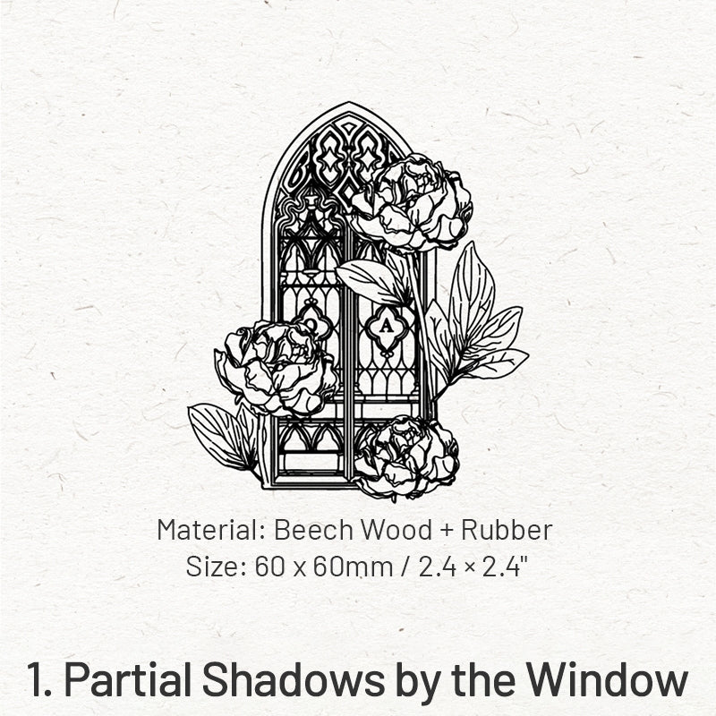Flowers Outside the Window Series Window Theme Wooden Rubber Stamp sku-1