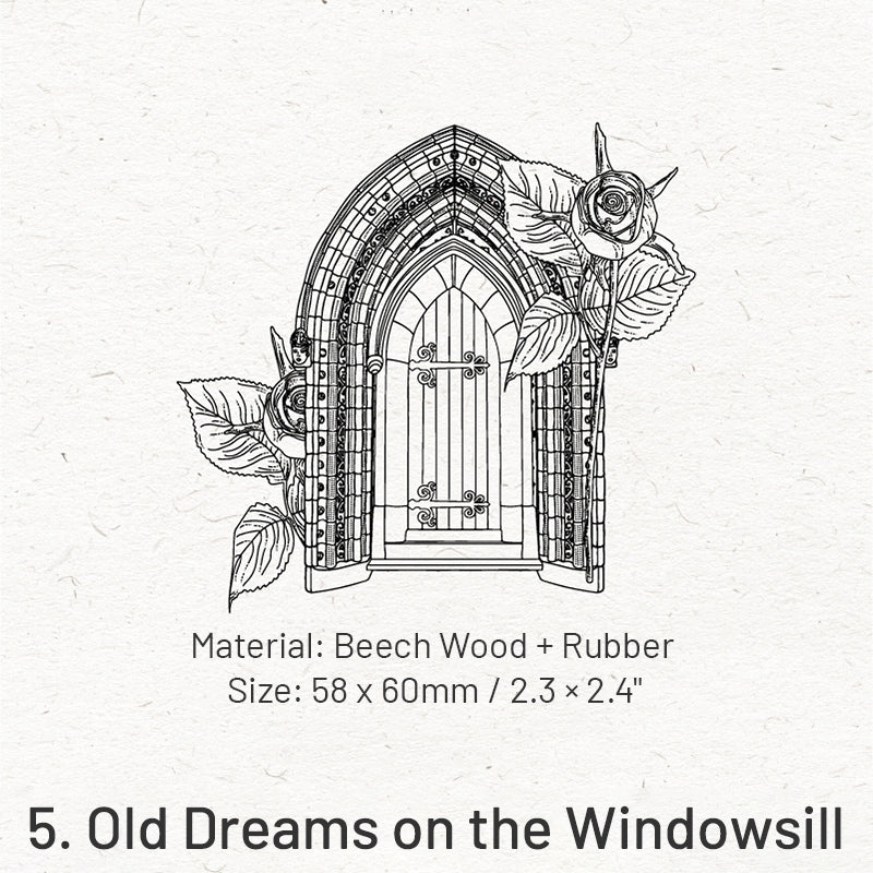 Flowers Outside the Window Series Window Theme Wooden Rubber Stamp sku-5