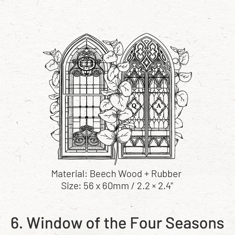 Flowers Outside the Window Series Window Theme Wooden Rubber Stamp sku-6