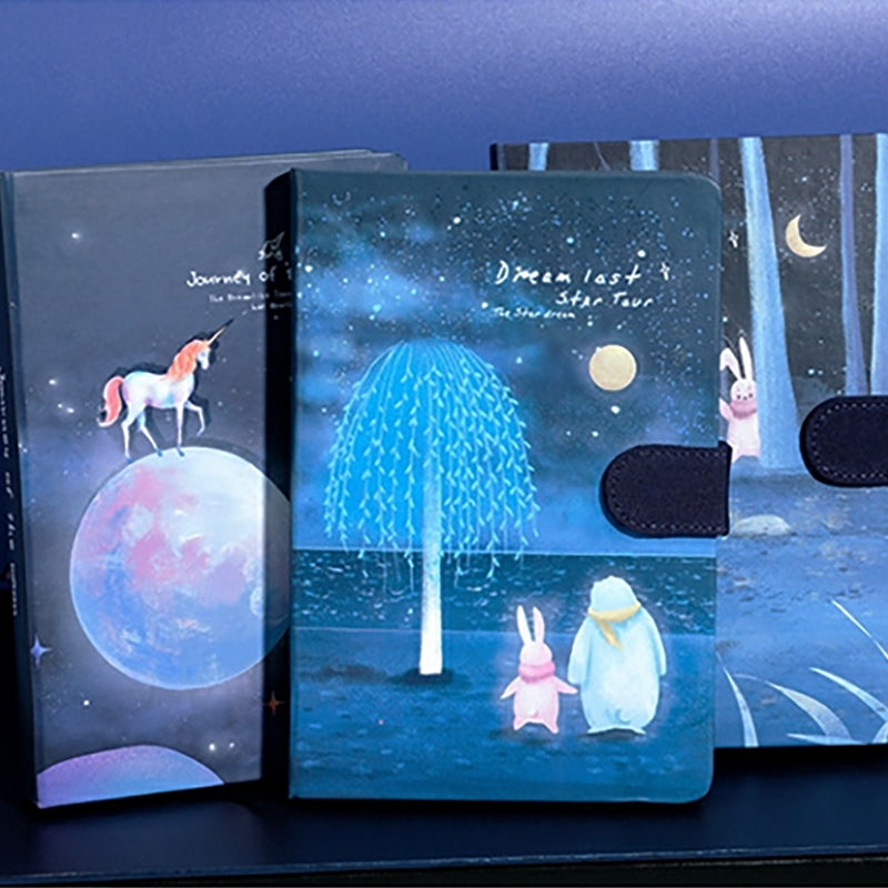 Fluorescent Luminous Starry Sky & Unicorn Notebook 4