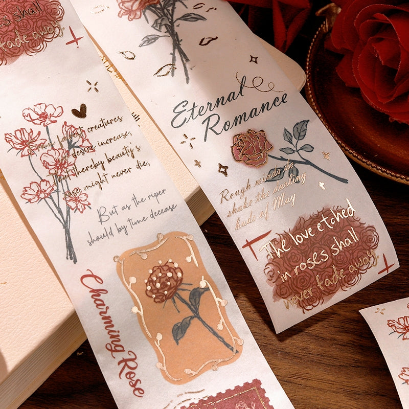 Foil Stamping Botanical Washi Tape for Rose Lily and Hydrangea c3