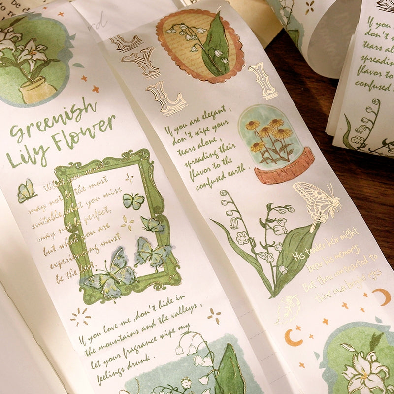 Foil Stamping Botanical Washi Tape for Rose Lily and Hydrangea c