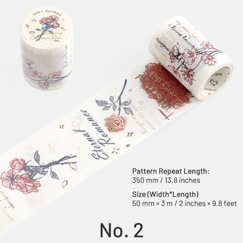 Foil Stamping Botanical Washi Tape for Rose Lily and Hydrangea sku-2