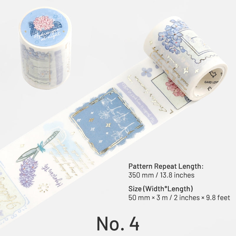 Foil Stamping Botanical Washi Tape for Rose Lily and Hydrangea sku-4