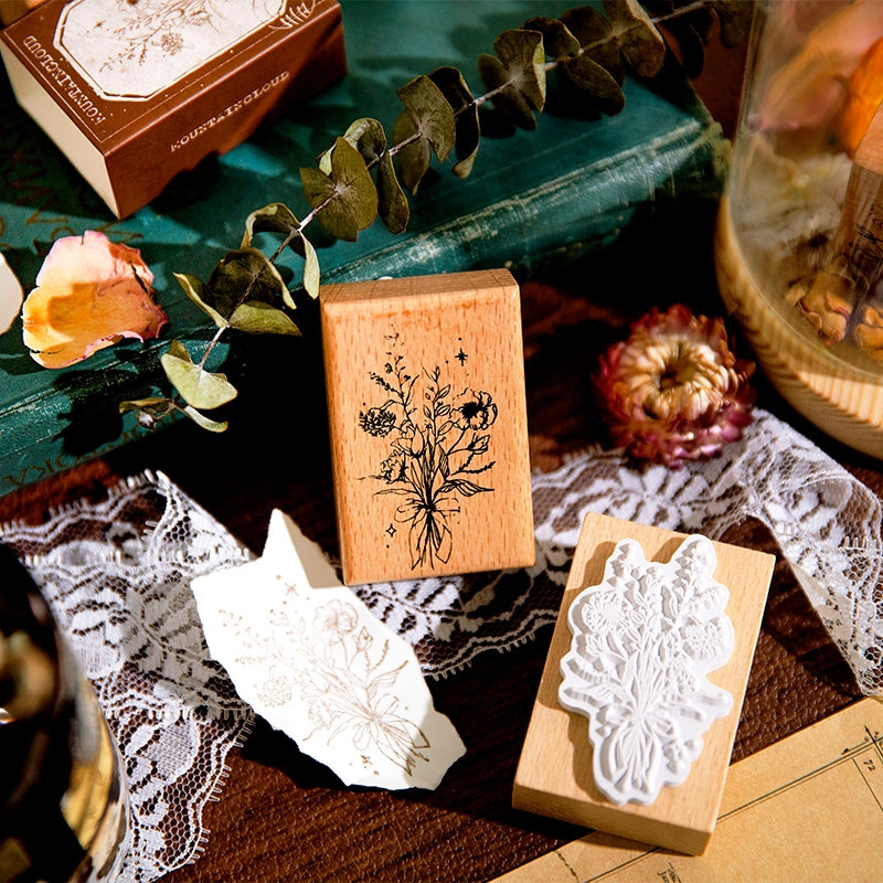 Forest Floral Series Wooden Rubber Stamp c