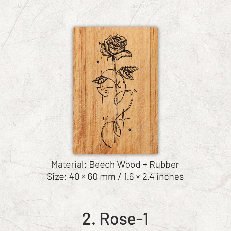 Forest Floral Series Wooden Rubber Stamp sku-2