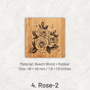 Forest Floral Series Wooden Rubber Stamp sku-4