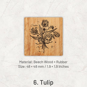 Forest Floral Series Wooden Rubber Stamp sku-6