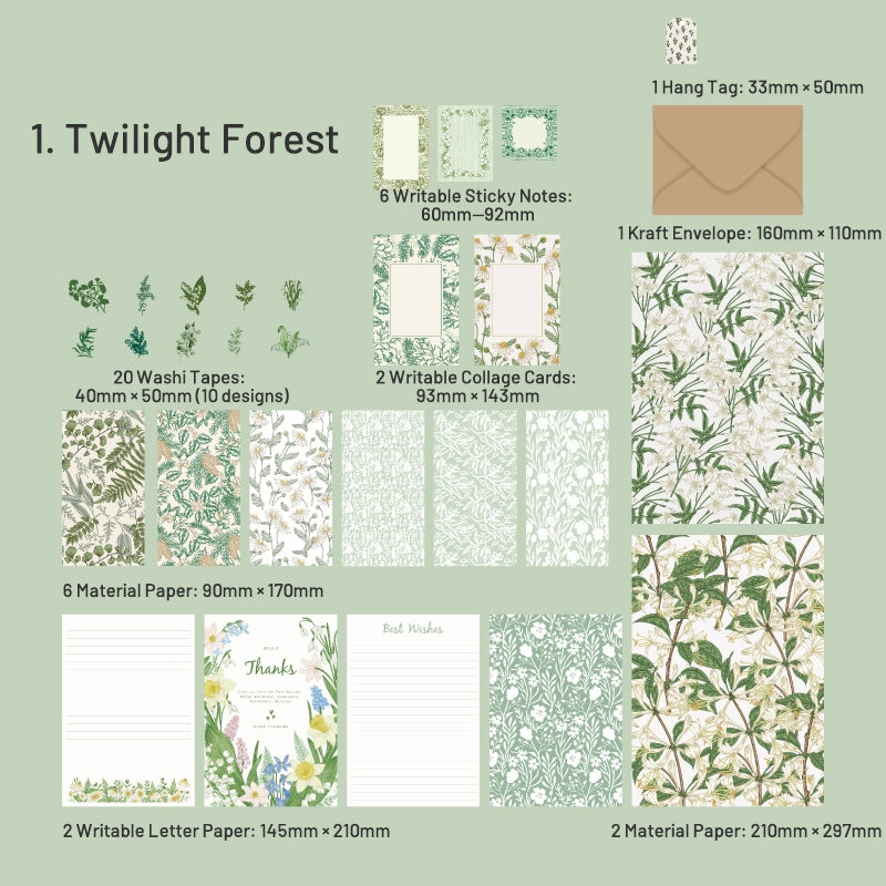 Forest Letters Series Vintage Hand-Painted Plant Paper Pack sku-1