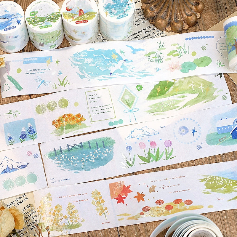 Four Seasons Landscape Washi Tape - Fields, Beaches, Snow, Autumn b1