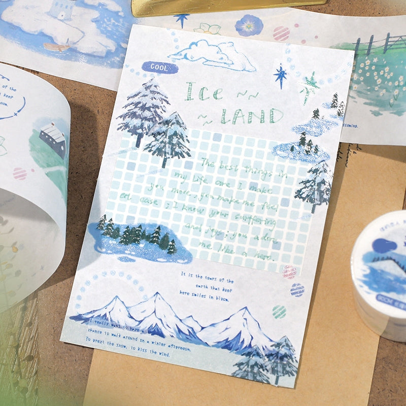 Four Seasons Landscape Washi Tape - Fields, Beaches, Snow, Autumn b2