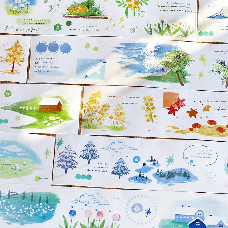 Four Seasons Landscape Washi Tape - Fields, Beaches, Snow, Autumn b4