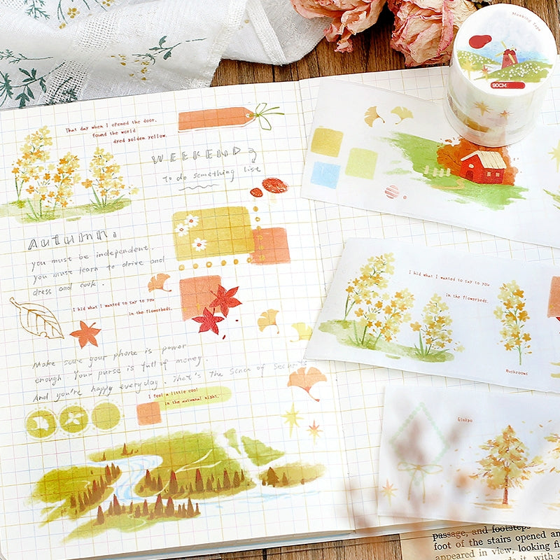 Four Seasons Landscape Washi Tape - Fields, Beaches, Snow, Autumn b5