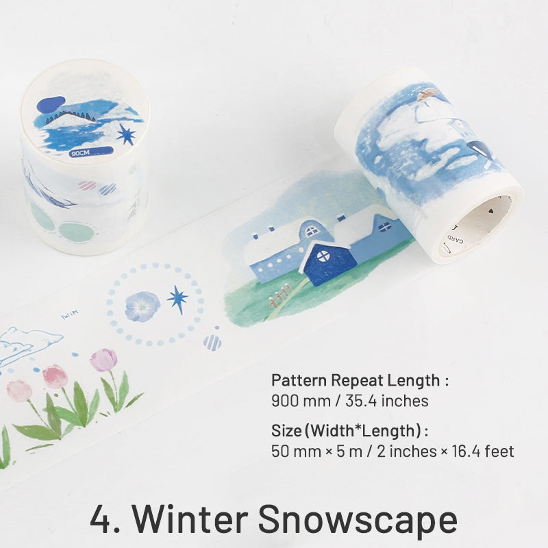 Four Seasons Landscape Washi Tape - Fields, Beaches, Snow, Autumn sku-4