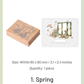 Four Seasons Window Scenery Wood Rubber Stamps sku-1