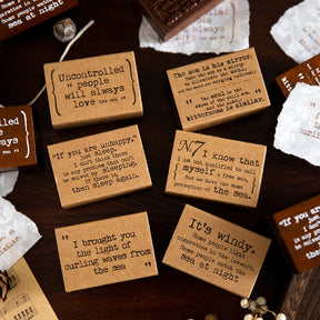 Fragment of Narrative Series English Sentence Wooden Rubber Stamp a