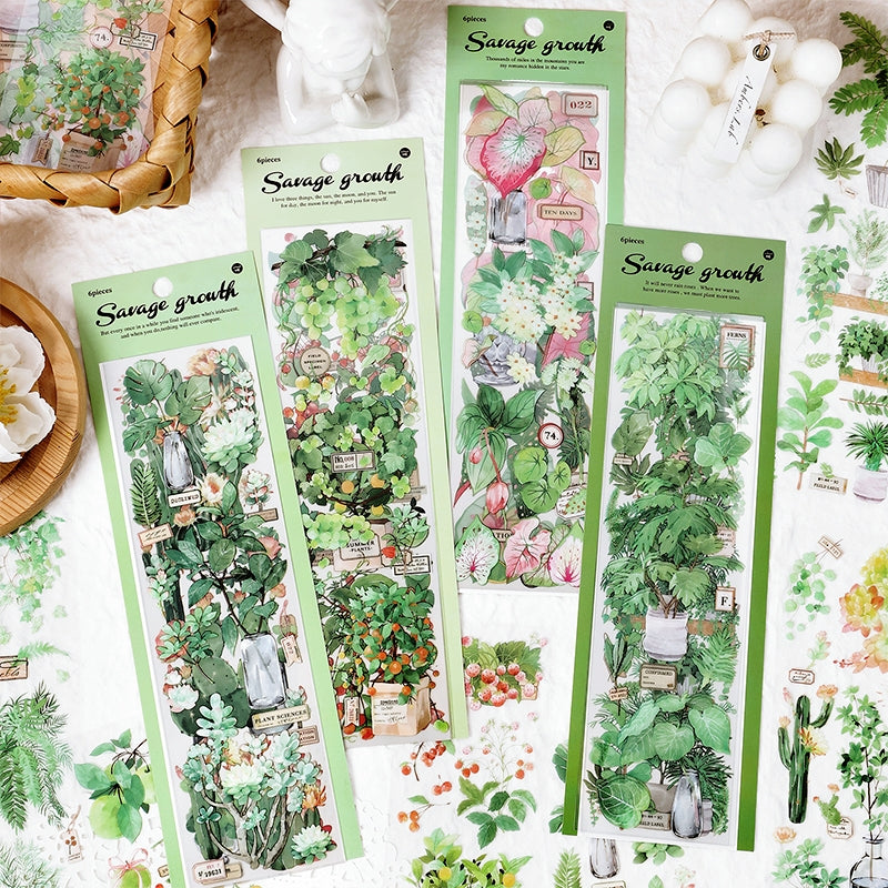 Fresh Greenery PET Stickers - Fruit, Leaf, Cactus, Plant a