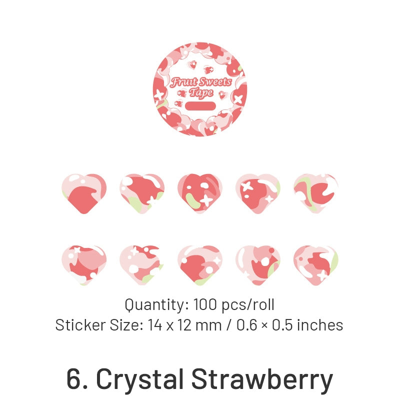 Fruit Sweets Series Heartshape Rolled Washi Stickers sku-6