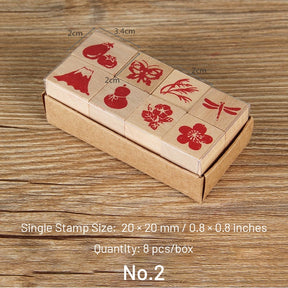 Fun Lifestyle Patterns Wooden Rubber Stamp Set sku-2
