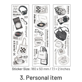 Furniture and Everyday Items PET Stickers - Bottle, Coffee, Bag, Headphone sku-3