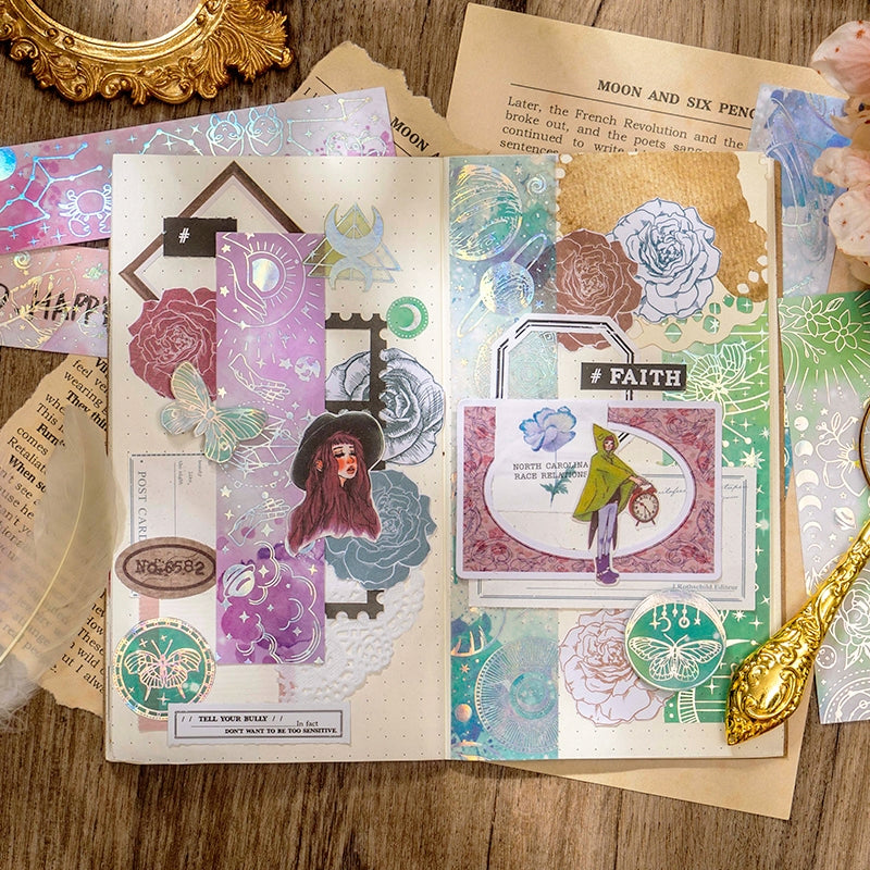 Galaxy Like a Dream Holographic Stickers - Constellation, Feathers, Butterflies, Moon b7