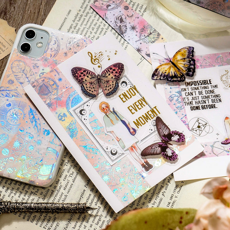 Galaxy Like a Dream Holographic Stickers - Constellation, Feathers, Butterflies, Moon b8