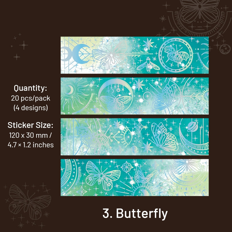 Galaxy Like a Dream Holographic Stickers - Constellation, Feathers, Butterflies, Moon sku-3